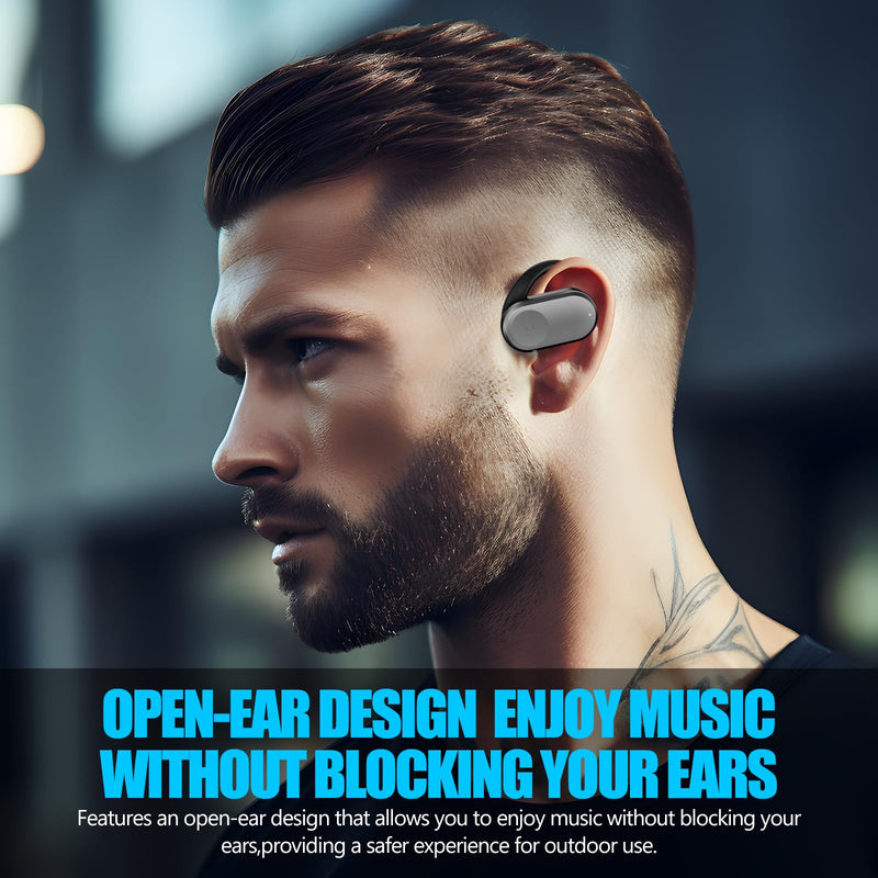 Open Ear Headphones, Headphones Wireless Bluetooth with Microphone, Waterproof Noise Reduction, Multi-Angle Adjustment, Long-Lasting, Suitable for Running, Driving, Exercise